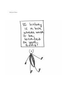 A stick figure body with a box above its head with text: If history is a box where would it be located on your body?